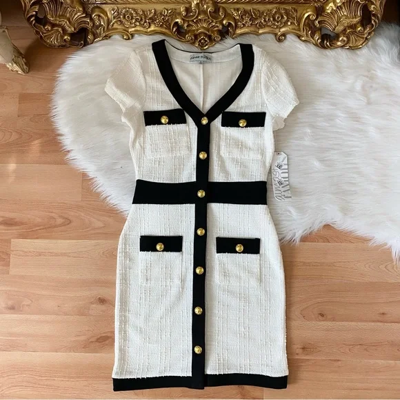 Almost Famous Tweed Button Down Dress - Picture 4 of 10